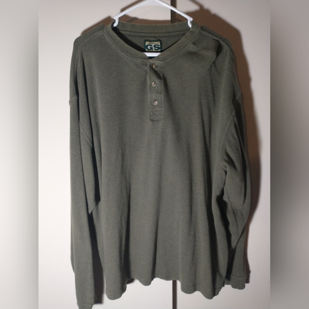 EUC Gander Mountain (RN#85856) Long-Sleeved Waffle Knit Henley Shirt - Size 2XL